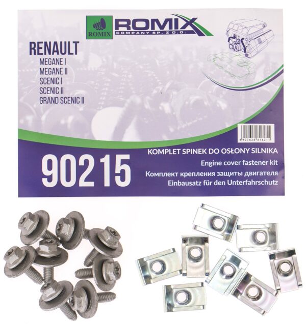 Renault Megane I 1995-2002 Spinki do osłony silnika ROMIX 90215